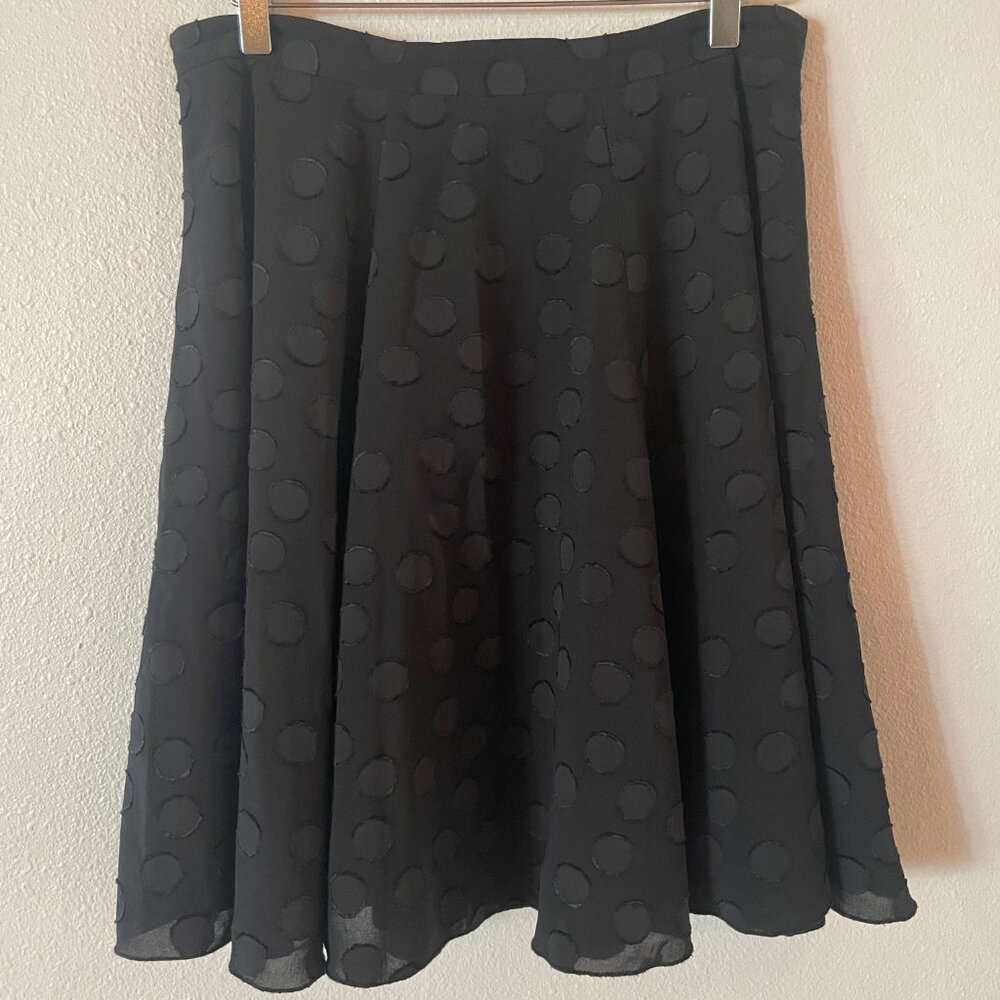 Ann Taylor Black Clip Dot Full Circle Chiffon Skirt Petite ‎ Size 6P - Picture 4 of 11